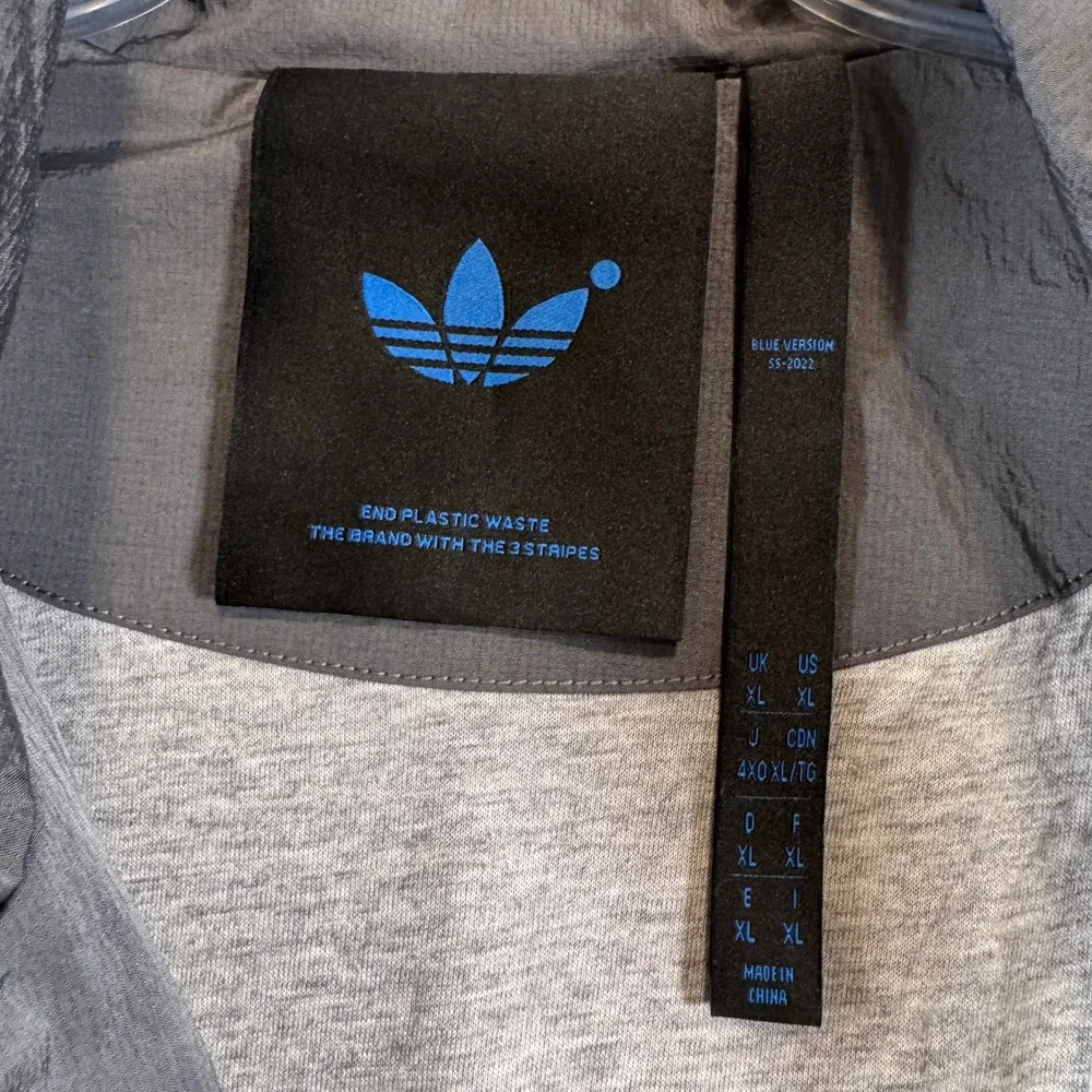 adidas Originals Blue Version Silver Track Jacket Mens XL 1/4 Zip Windbreaker